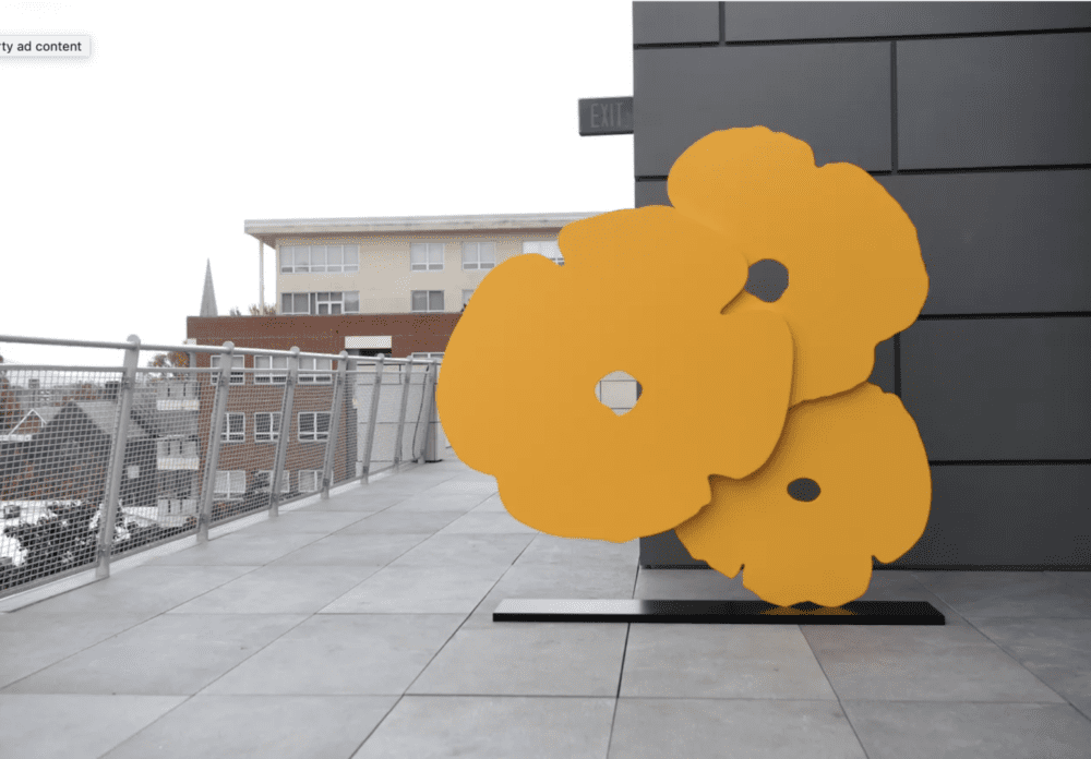 Big Yellow Poppies, 2015, painted aluminum_Asheville Art Museum Rooftop Terrace
