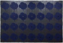 Donald Sultan June 2 2005, 28 Blues, 2005 Tar, enamel, and flock on tile over masonite 96 x 144 inches (243.8 x 365.8 cm)