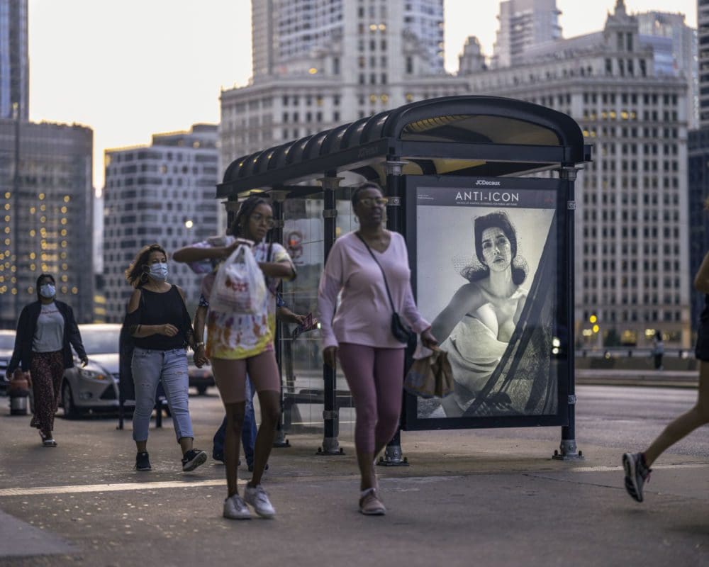 Installation view of 2021 solo exhibition: ANTI-ICON, Public Art Fund, Boston, Chicago, and New York