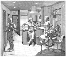 Open House: Five Engraved Scenes, (scene 3, kitchen), 2008, Engraving, 22 x 30 inches (55.88 x 76.2 cm)