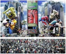 Times Square, 2013 Lambda print (diptych) Top: 42 1/2 x 75 inches (108 x 190.5 cm) Bottom: 17 x 75 inches (43.2 x 190.5 cm) Installed: 61 1/2 x 75 inches (156.2 x 190.5 cm) Edition of 5,