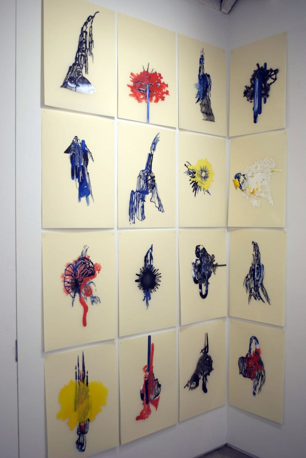 Untitled (Other World), 2013, Acrylic on Dura-Lar mounted on frosted Dura-Lar, 24 x 18 inches each (60.96 x 45.72 cm)