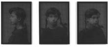 Of Faces XVII (Portraits of Pictures) A,B,C, 2016, Acrylic on perforated canvas, 51 x 36 inches (129.5 x 91.4 cm) each