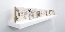 A Clawfoot Lamp, 2014, Graphite and antique paper, 8 x 5 1/2 x 143 inches (20.32 x 13.97 x 363.22 cm)