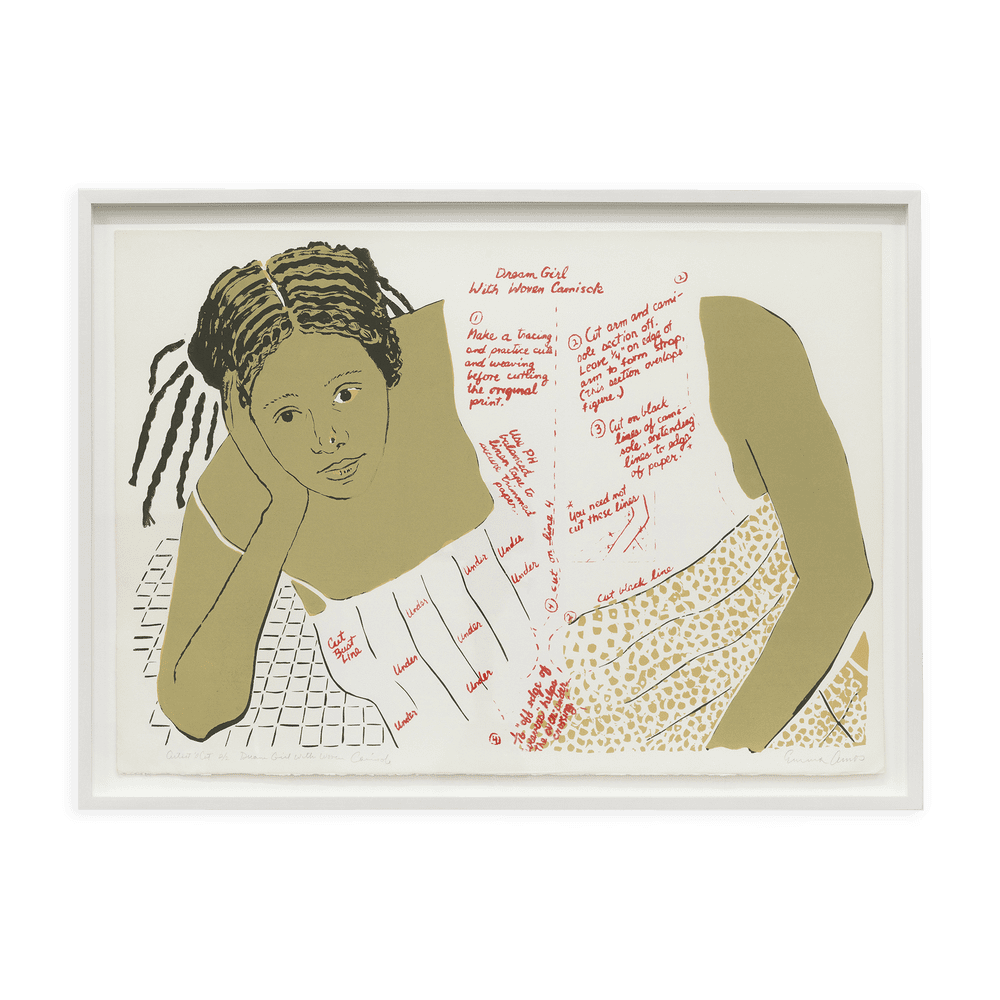 Emma Amos Dream Girl with Woven Camisole, 1978 Lithograph 19 7/8 x 28 inches (50.5 x 71.1 cm) Edition of 7