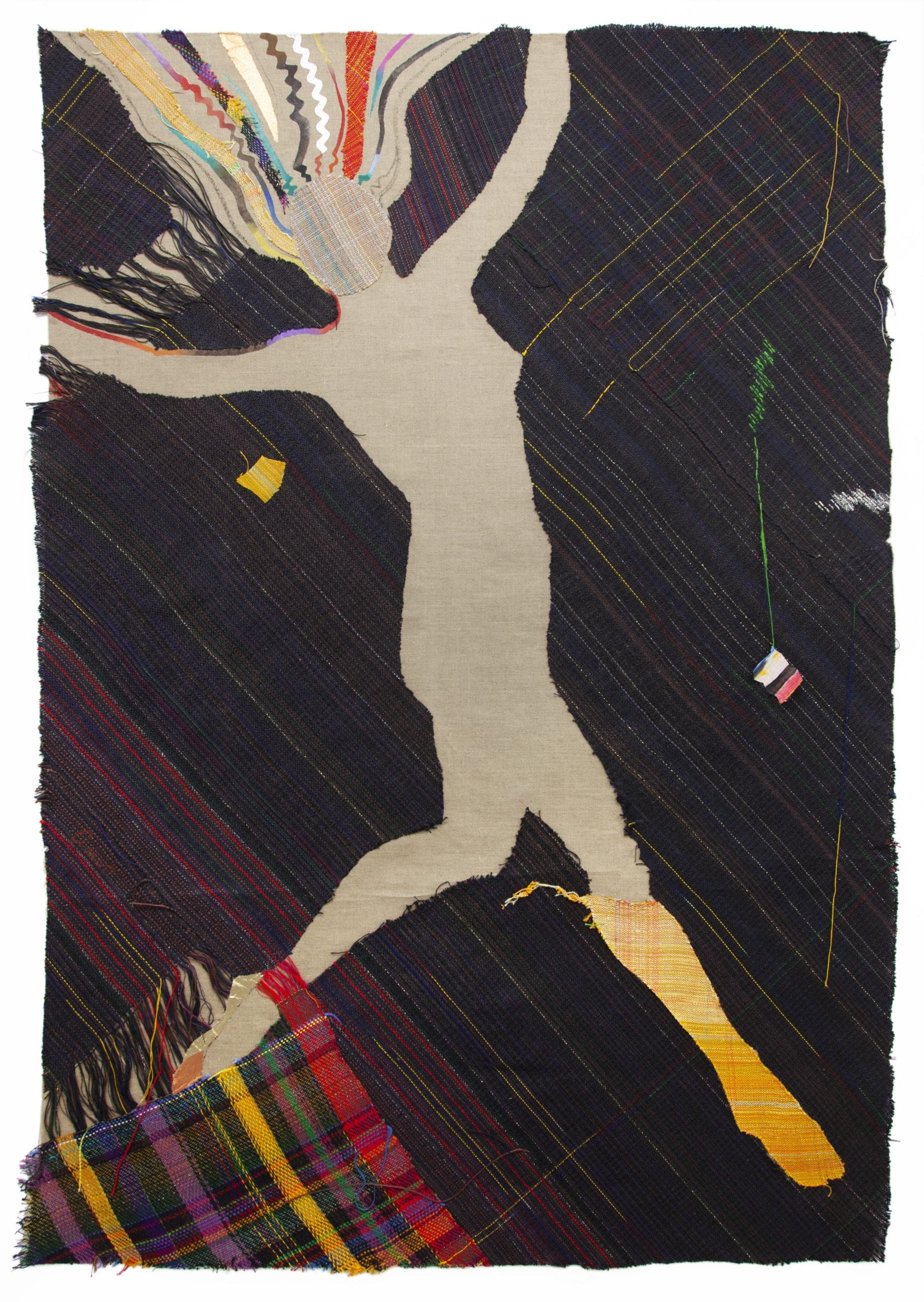 Emma Amos Star 76 x 52 inches (193 x 132.1 cm) Acrylic and hand-woven fabric on canvas 1982