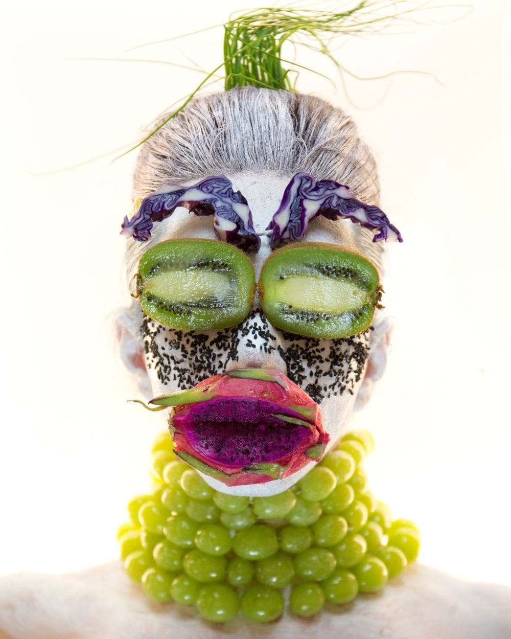 Masking, Green-Grape Mask, p51 from Indigenous Woman, 2018, C-print mounted on Sintra, 20 x 16 inches (50.8 x 40.6 cm), Edition of 8