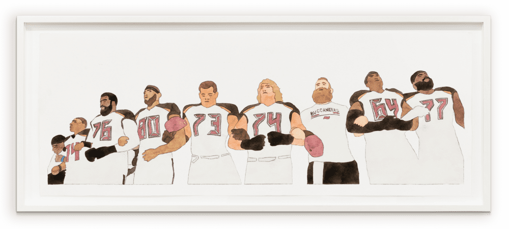 Kota Ezawa National Anthem (Tampa Bay Buccaneers), 2019 Watercolor 9 x 23 3/4 inches (22.9 x 60.3 cm)