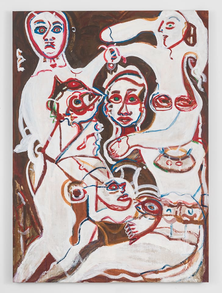 Herbert Gentry The Embrace, 1987 Acrylic on unprimed linen 72 x 52 inches (190.5 x 132.1 cm)