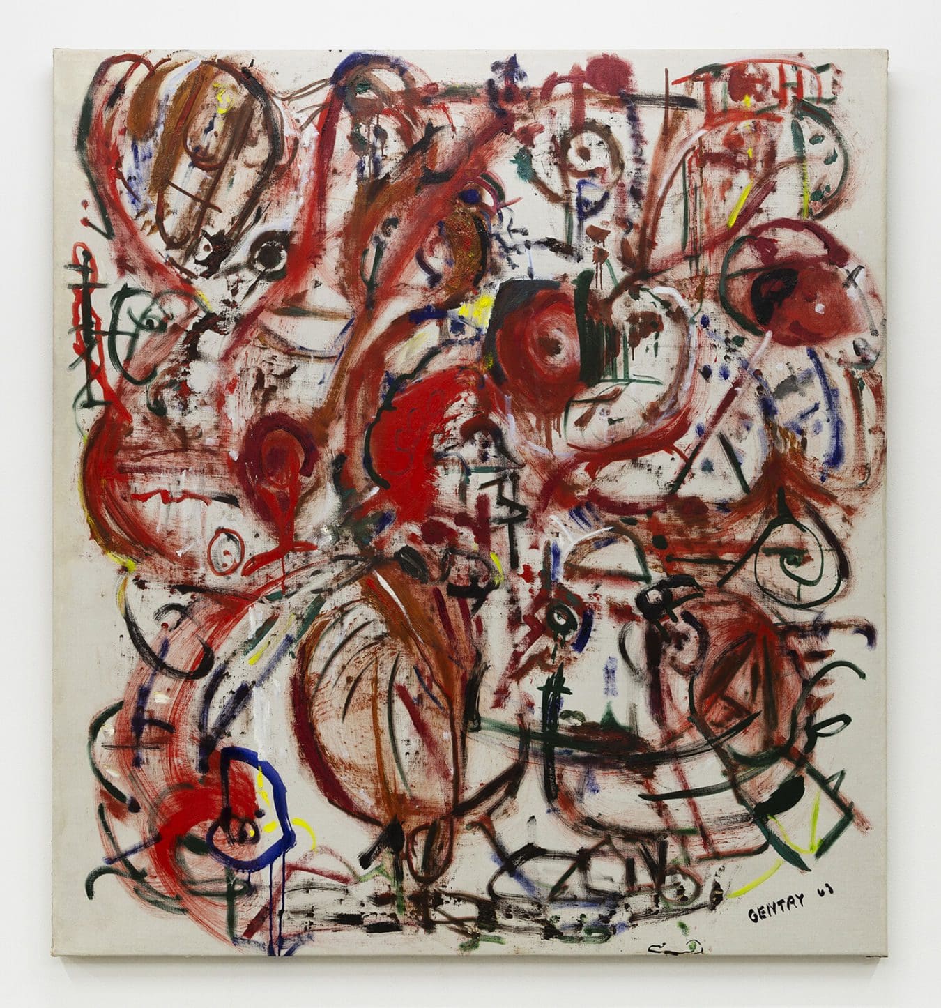 (White Buffalo) Abstract Umber/White Ground, 1963 Oil on canvas 57 x 53 inches (144.8 x 134.6 cm)