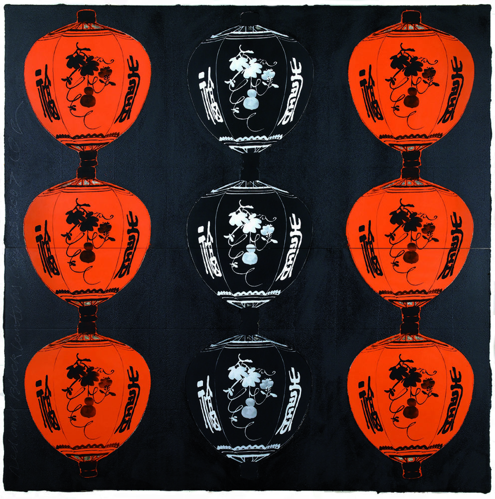 Red and Black Lanterns Aug 23 2007 72" x 72" Enamel, silkscreen, tar, and spackle on tile over masonite