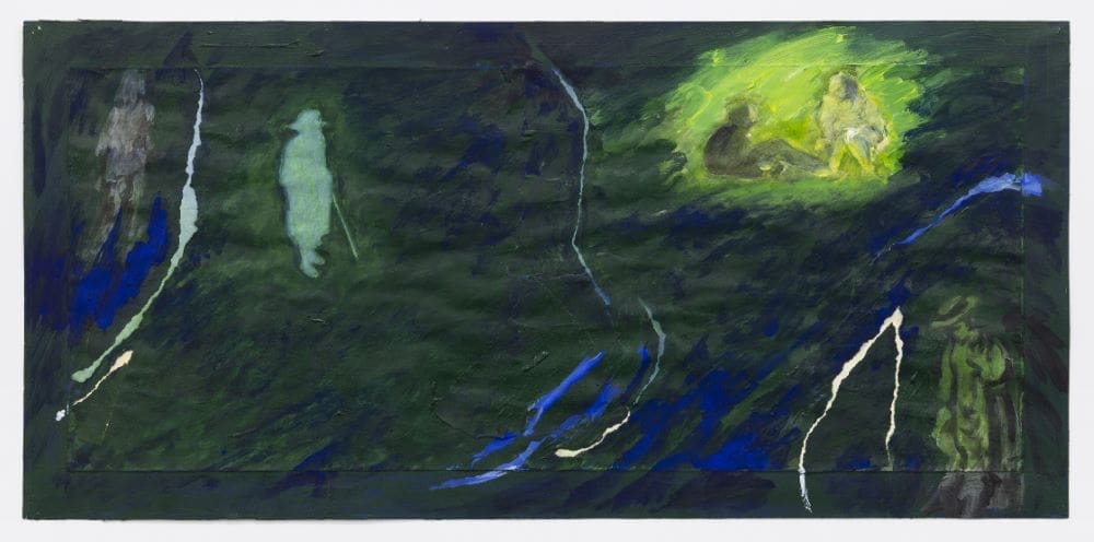 May Stevens Study after “Green Field”, 1990 Acrylic on paper with collage 13 1/2 x 28 inches (34.3 x 71.1 cm)