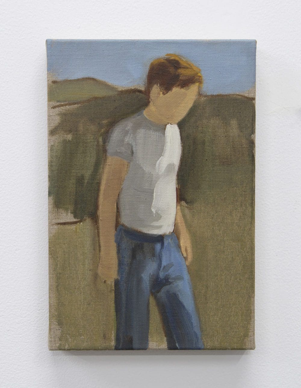 Gideon Rubin Blue Jeans, 2021 Oil on linen 11 3/4 x 7 3/4 inches (29.8 x 19.7 cm)