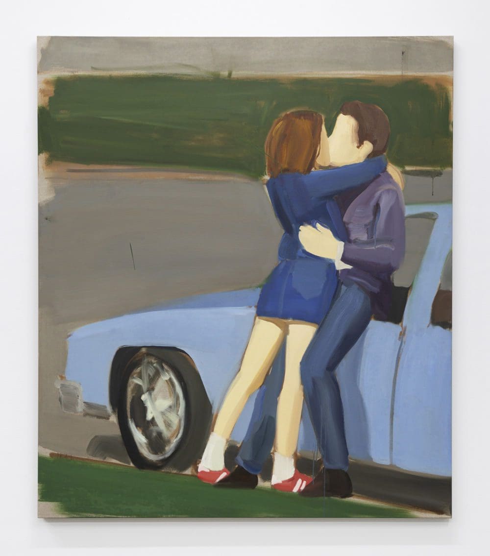 Gideon Rubin Untitled (A Kiss), 2021 Oil on linen 53 1/4 x 47 1/4 inches (135.3 x 120 cm)