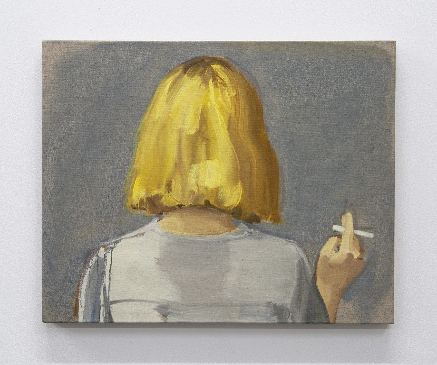 Gideon Rubin Cigarette, 2021 Oil on linen 15 3/4 x 19 3/4 inches (40 x 50.2 cm)