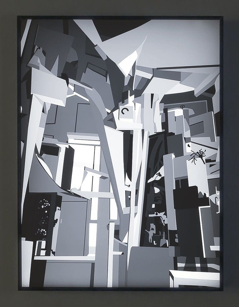 Kota Ezawa Merzbau 2, 2021 Duratrans transparency and lightbox 40 1/2 x 30 1/2 inches (102.9 x 77.5 cm) Edition of 5