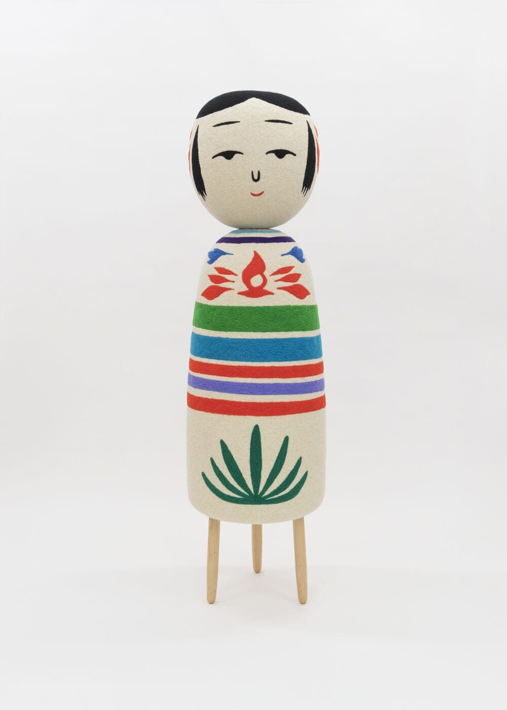 Masako Miki Animated Kokeshi Doll (tall), 2023 Wool on EPS foam, walnut wood 60 x 17 x 17 inches (152.4 x 43.2 x 43.2 cm)