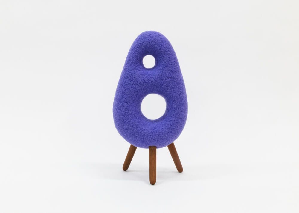 Masako Miki Gobo Obake (Possessed Burdock Roots Ghost), 2023 Wool on EPS foam, walnut wood 19 x 22 x 9 inches (48.3 x 55.9 x 22.9 cm)