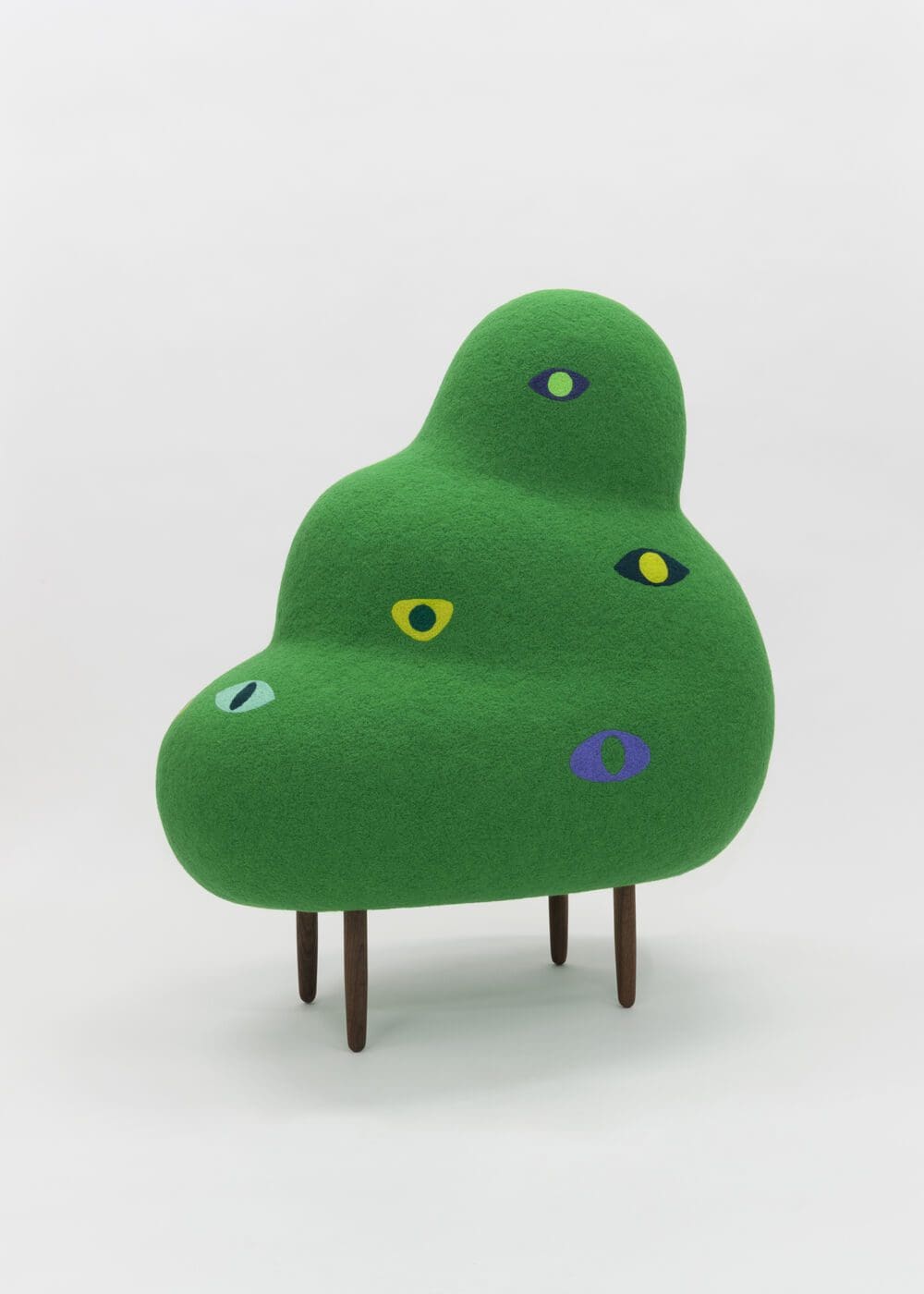 Masako Miki Pine Tree from Ancient Time, 2023 Wool on EPS foam, walnut wood 46 x 40 x 26 inches (116.8 x 101.6 x 66 cm)