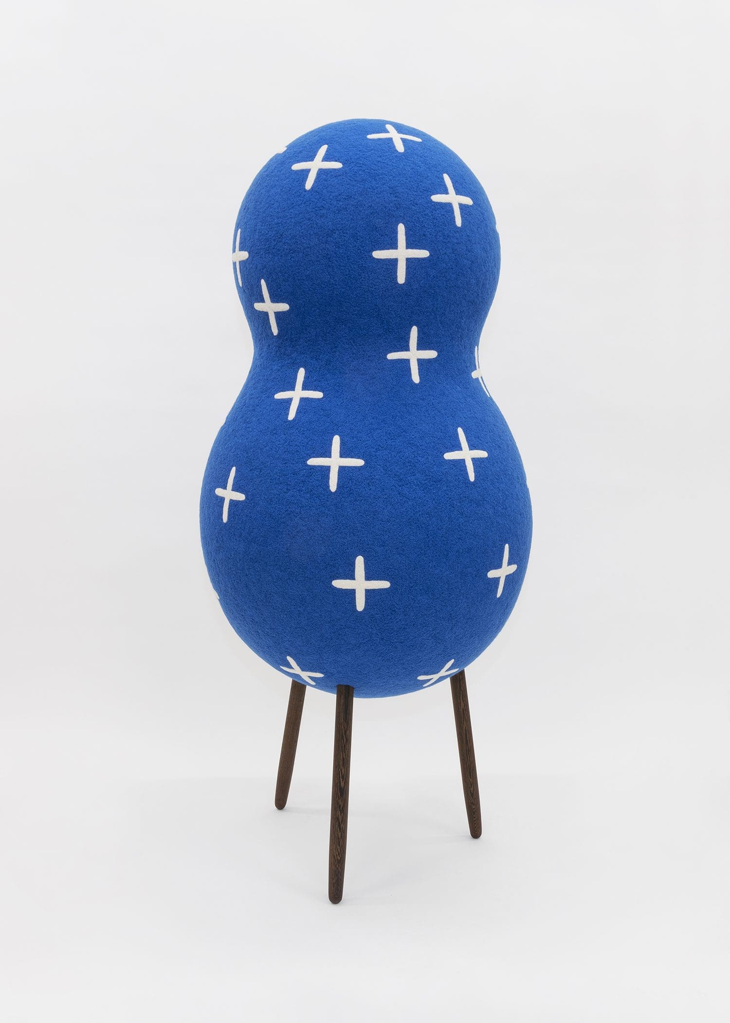 Masako Miki Sashiko Ghost ('little stabs' Traditional Japanese Embroidery), 2023 Wool on EPS foam, walnut wood 61 x 27 x 27 inches (154.9 x 68.6 x 68.6 cm)