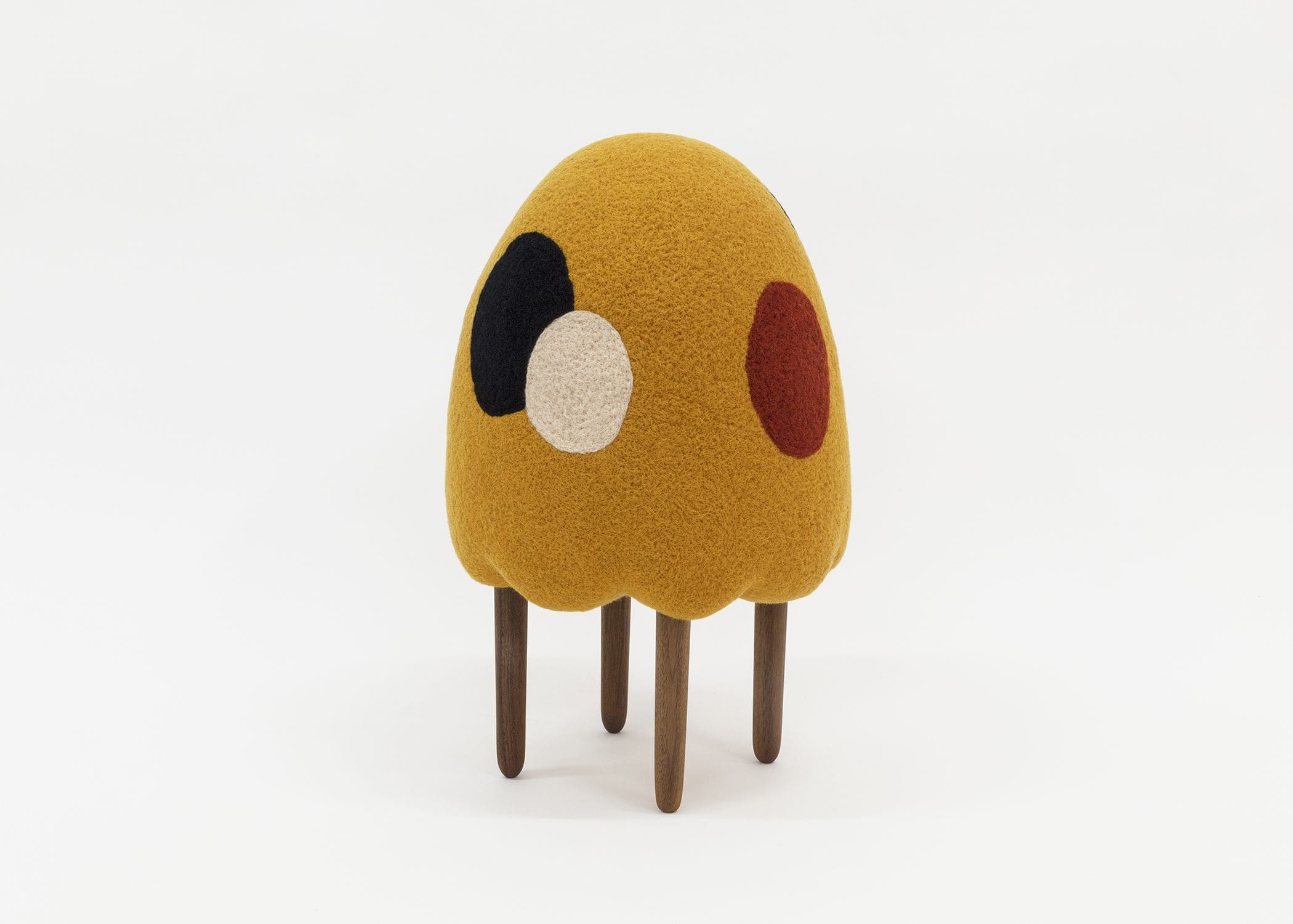 Masako Miki Sound Shapeshifter, 2023 Wool on EPS foam, walnut wood 19 x 12 x 12 inches (48.3 x 30.5 x 30.5 cm)