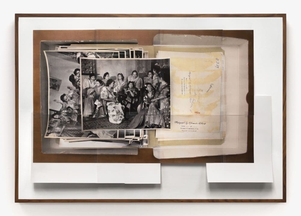 Stephanie Syjuco Nationalities: Eleven Filipino women in native dress (from the American Counterpoint project, Alexander Alland, Sr., Photoprints, circa 1940, National Museum of American History, Archives Center, NMAH.AC.0204), 2021 Archival pigment inkjet 38 3/4 x 56 inches (98.4 x 142.2 cm)