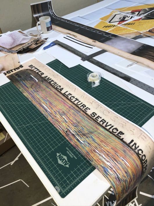 Reference images and prints in studio at Santa Fe Art Institute artist residency, January 2020