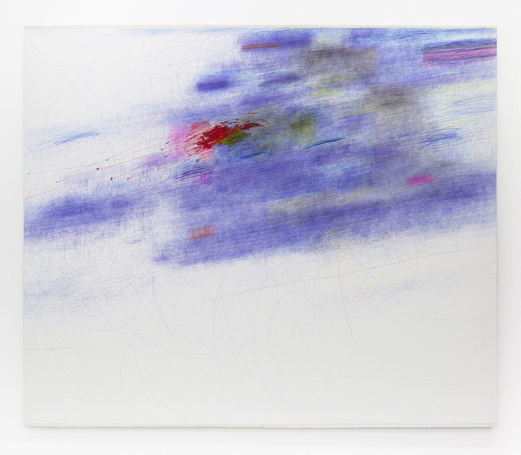 Angiola Gatti Untitled (Senza titolo), 2021 Ballpoint pen, colored pencil, and oil stick on canvas 85 x 101 5/8 inches (215.9 x 258.1 cm)