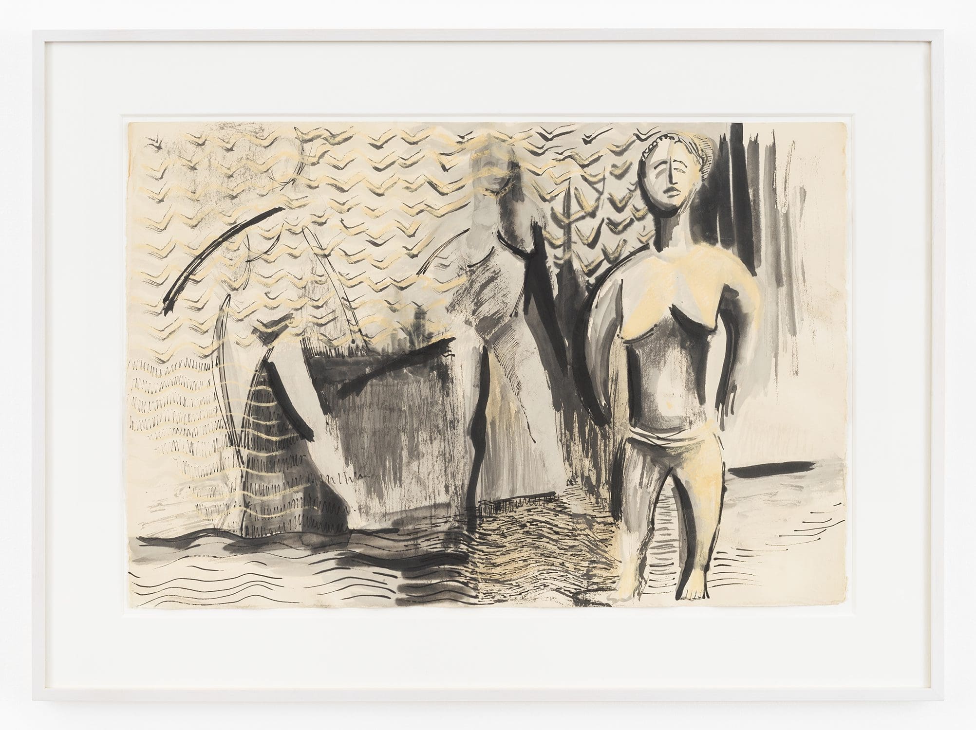 Vivian Browne The Bathers, 1971 Gouache, ink and pastel 19 1/2 x 28 inches (49.5 x 71.1 cm)