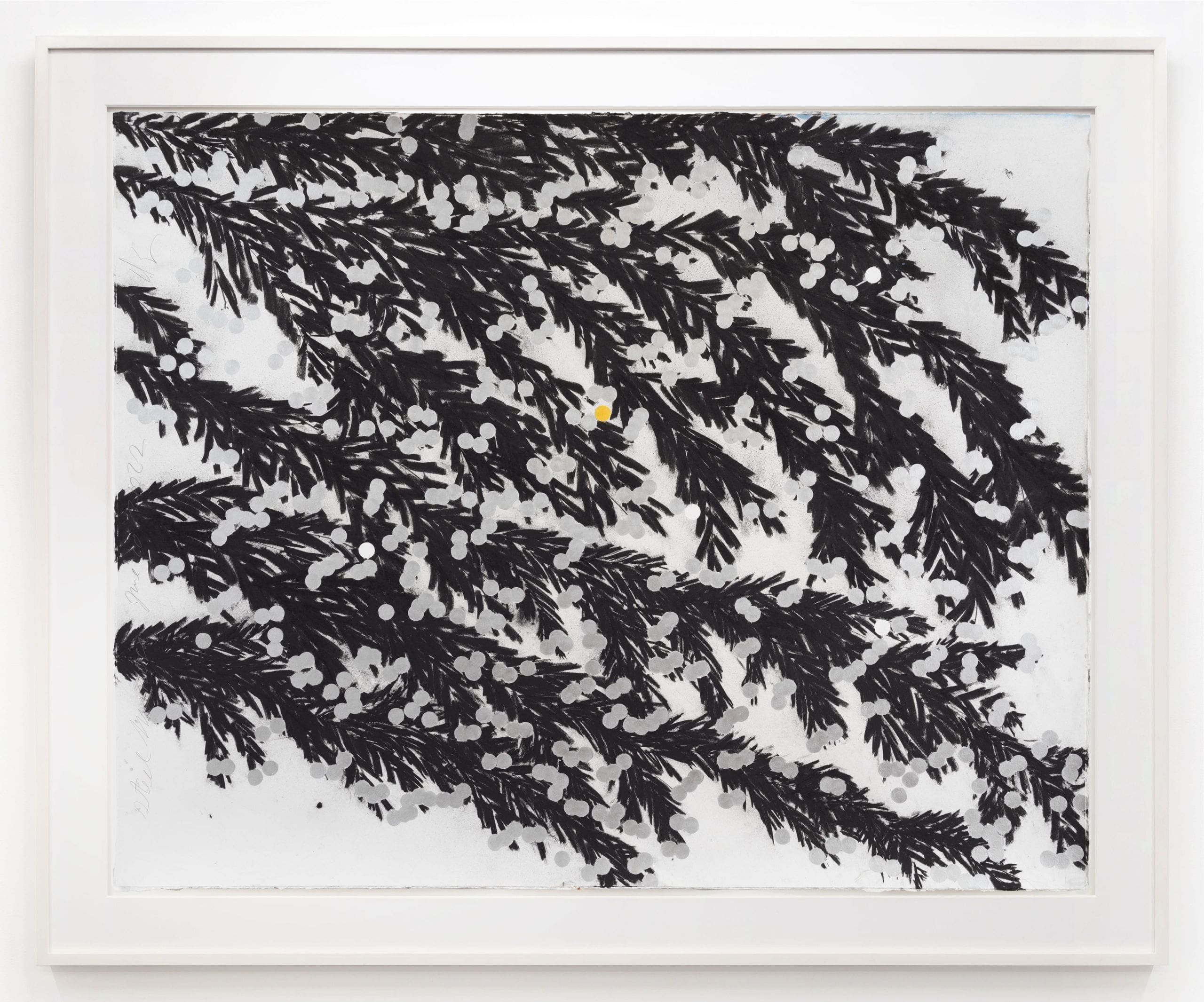 Donald Sultan Steel Mimosa June 10 2022, 2022 Charcoal, acrylic, flocking, and graphite on paper 48 x 60 1/2 inches (121.9 x 153.7 cm)