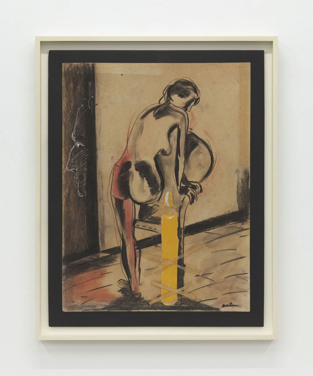 George Nelson Preston Palimpsests: Artist, Model and Pencil, 1963 Charcoal, paper and tape on paper 24 x 19 inches (61 x 48.3 cm)