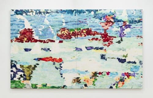 Tim Braden ATLAS, 2021 Oil on canvas (diptych) 70 7/8 x 118 1/8 inches (180 x 300 cm) overall 70 7/8 x 59 1/16 inches (180 x 150 cm) each