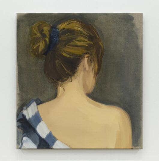 Gideon Rubin Blue Hair Band, 2023 Oil on linen 27 15/16 x 26 inches (71 x 66 cm)