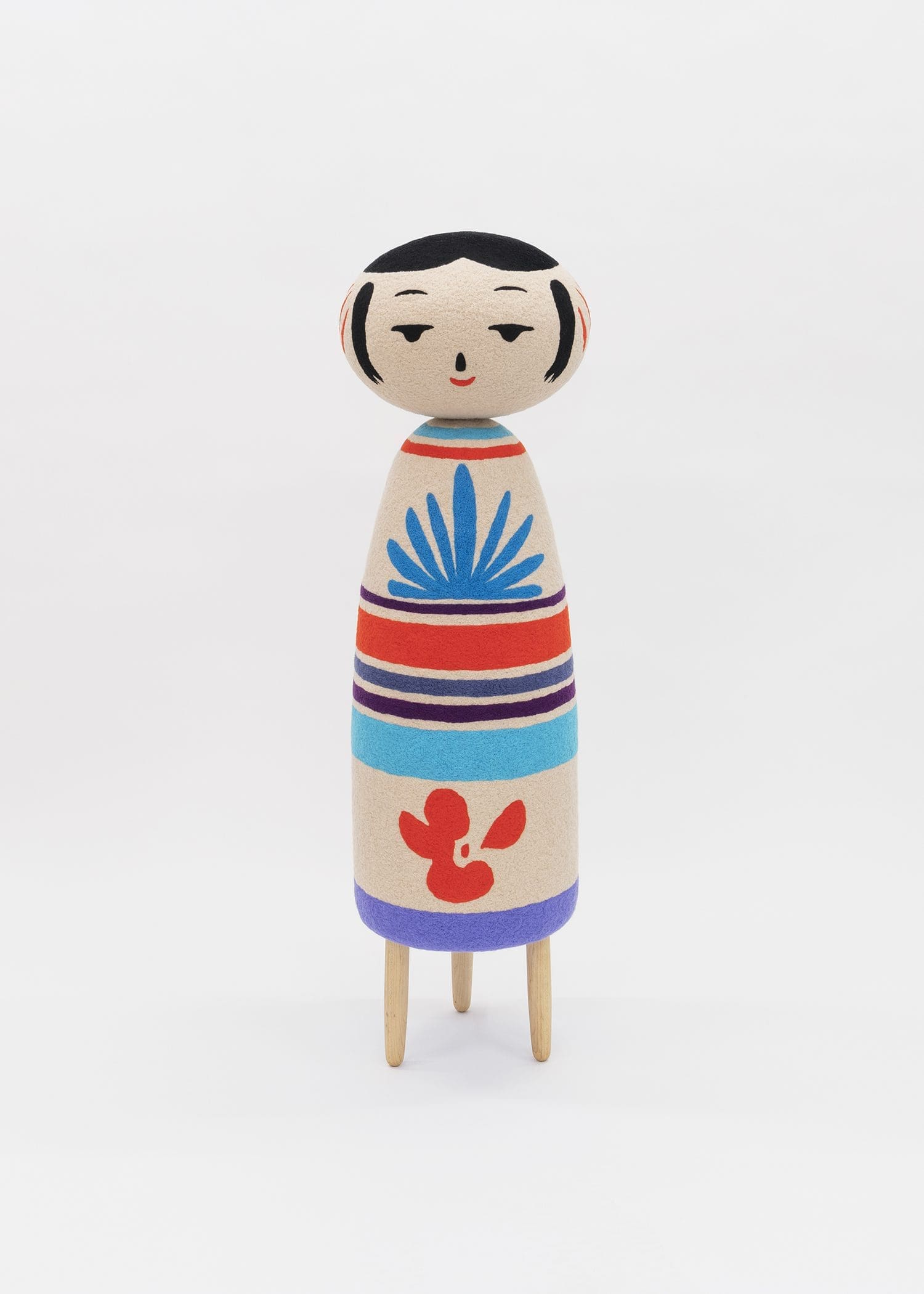 Masako Miki Animated Kokeshi Doll (short), 2023 Wool on EPS foam, walnut wood 46 x 14 x 14 inches (114.3 x 33 x 33 cm)