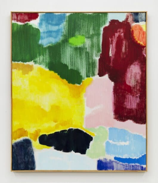TIM BRADEN Greens, Carmine and Pink, 2021 Oil on canvas 56 x 48 inches (142 x 122 cm)