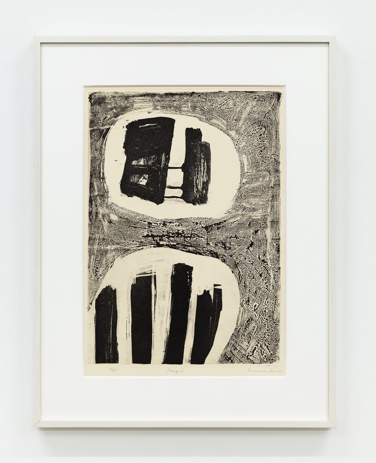 Emma Amos Pompeii (white), 1960 Etching with aquatint Image Dimensions: 23 1/4 x 19 7/8 inches (59.1 x 50.5 cm) Framed Dimensions: 27 x 21 inches (68.6 x 53.3 cm) AP, Edition size unknown, only a few known impressions