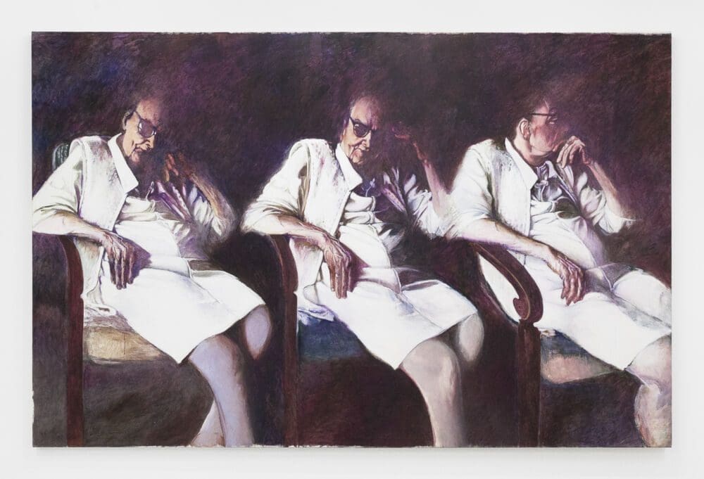 May Stevens A Life, 1984 Acrylic on canvas 78 x 120 inches (198.1 x 304.8 cm)