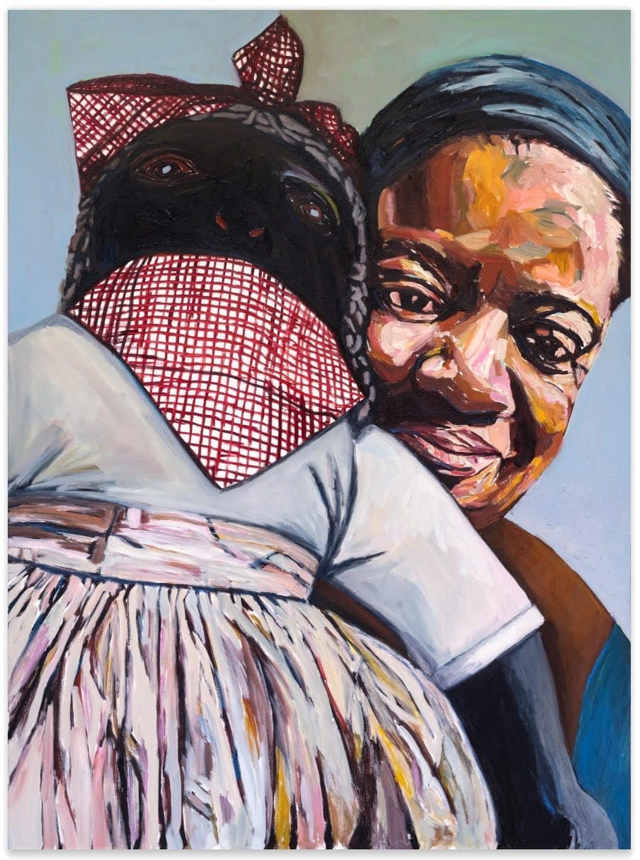Beverly McIver Finding Comfort, 2023 Oil on canvas 48 x 36 inches (121.9 x 91.4 cm)