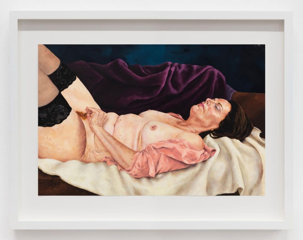 Samantha Nye Entertainment for Men - Mommom as July 1982, 2012 Oil on paper 11 x 8 1/2 inches (27.9 x 21.6 cm) Framed Dimensions: 15 7/8 x 12 7/8 inches (40.3 x 32.7 cm)