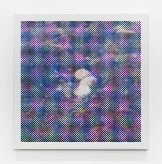 Anne-Karin Furunes Eider Nest in Colesbay, Svalbard, 1907-2023, 2023 Acrylic on canvas, perforated 58 3/4 x 58 3/8 inches (149.2 x 148.3 cm)