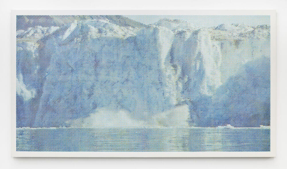 Anne-Karin Furunes Calving Glacier XI, Kronebreen, Svalbard, 2023 Acrylic on canvas, perforated 78 3/4 x 142 inches (200 x 360.7 cm)