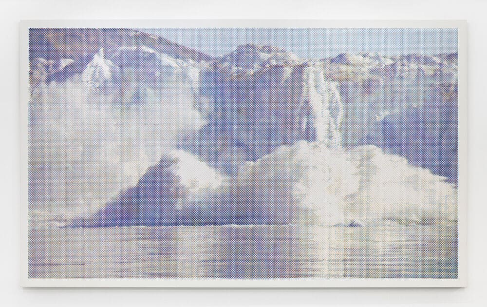 Anne-Karin Furunes Calving Glacier VI, Kronebreen, Svalbard, 2022 Acrylic on canvas, perforated 94 1/2 x 159 inches (240 x 404 cm)