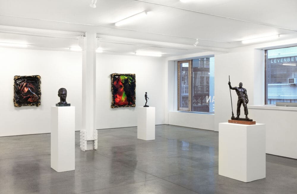 Richmond Barthé & Christopher Udemezue: in this moisture between us where the guinep peels lay, installed at RYAN LEE, 2024