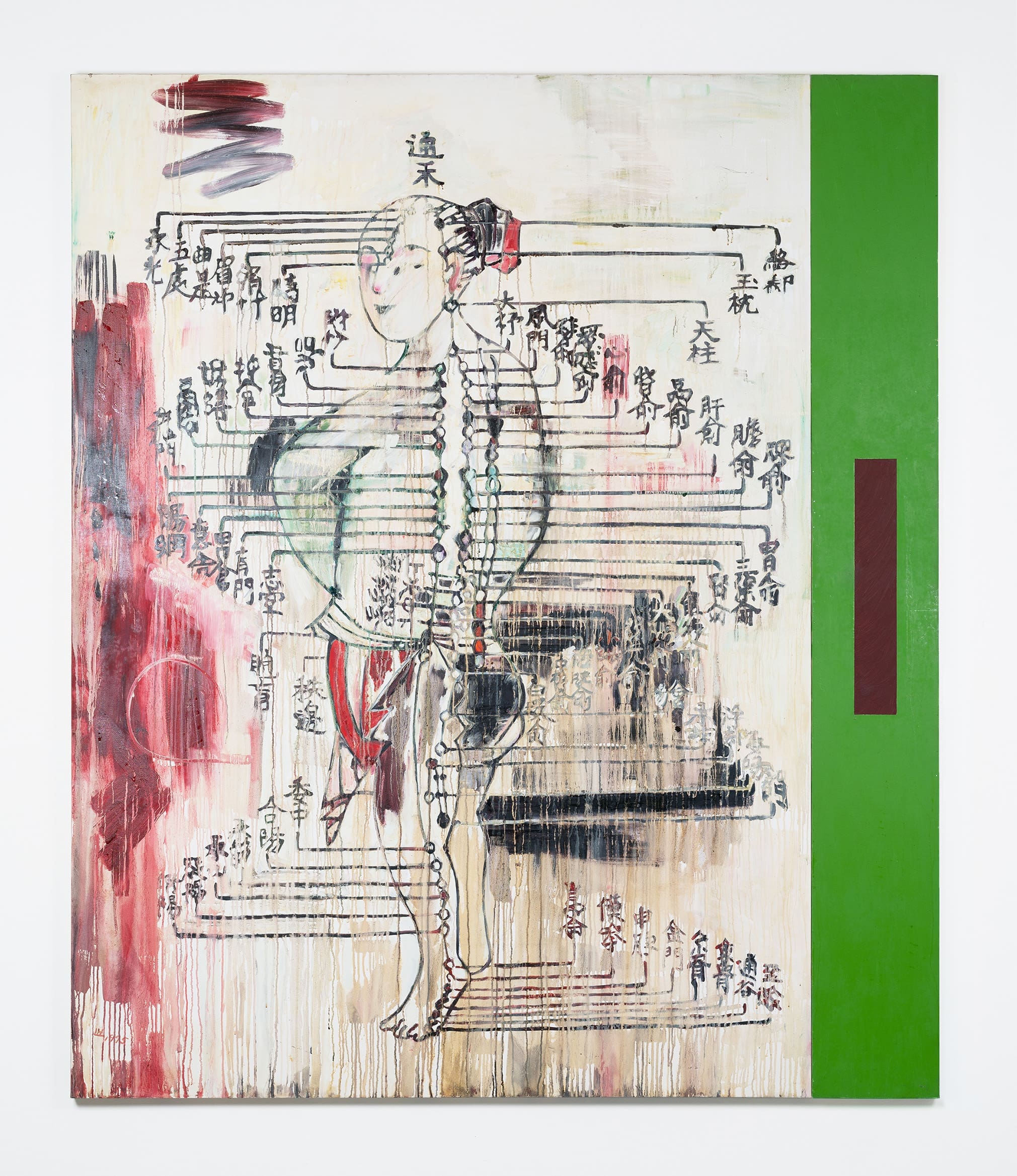 Hung Liu Red Bladder, 1995 Oil on canvas 96 x 82 inches (243.8 x 208.3 cm)