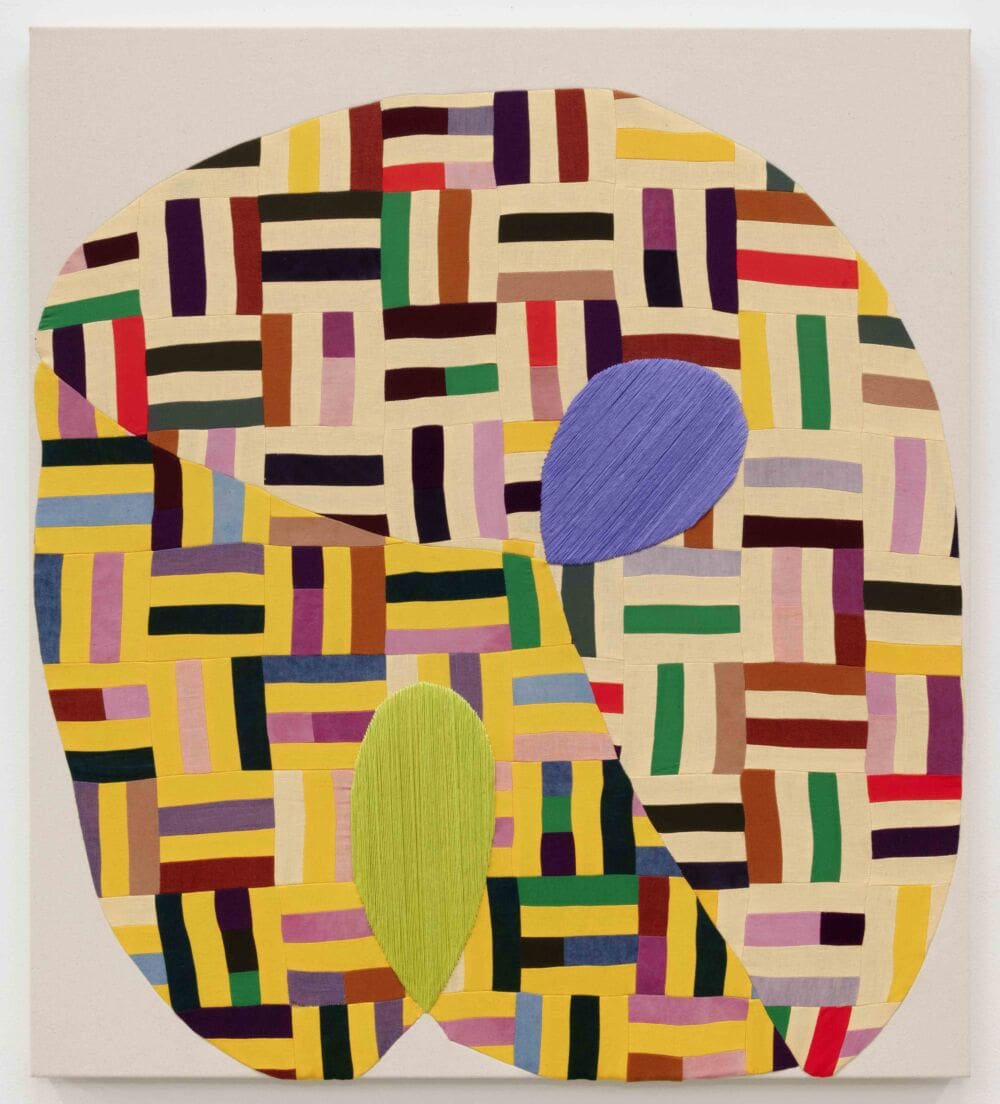 Amanda Valdez Pop & Flop, 2024 Embroidery, hand dyed fabric, fabric, and canvas 36 x 32 inches (91.4 x 81.3 cm)