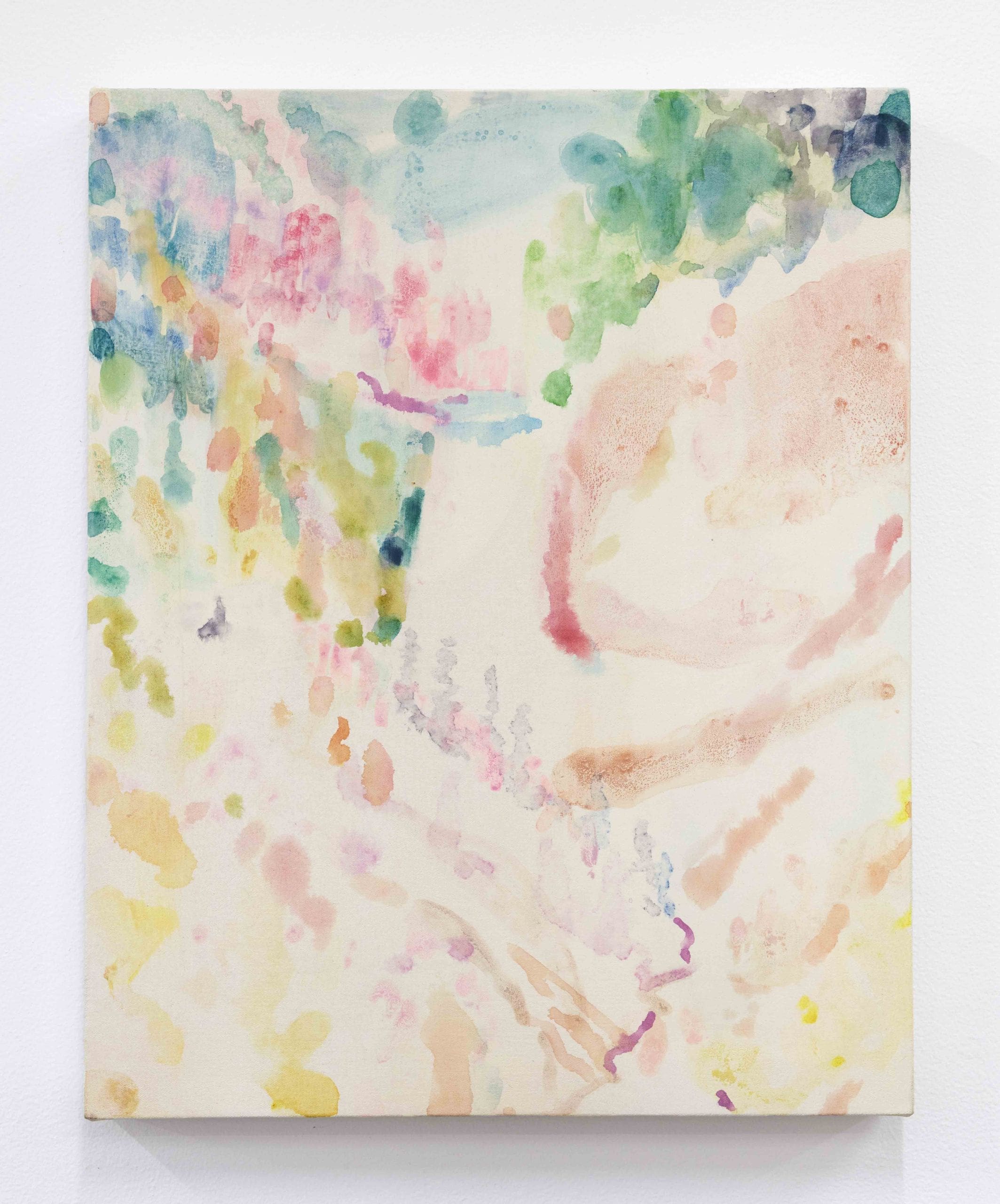 Tim Braden Yellowstone (small Pinks and Yellow), 2025 Gouache and acrylic on canvas 20 x 16 inches (50.8 x 40.6 cm)